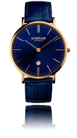 KOMPASS NAUTILUS ROSE GOLD BLUE DIAL BLUE STRAP