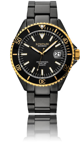 KOMPASS PROFESSIONAL DIVER NERO GOLD