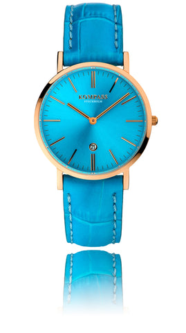 KOMPASS NAUTILUS LADIES ROSE GOLD LIGHT BLUE DIAL LIGHT BLUE STRAP