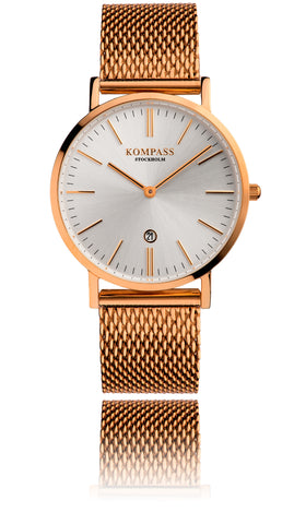KOMPASS NAUTILUS LADIES MESH STRAP ROSE GOLD