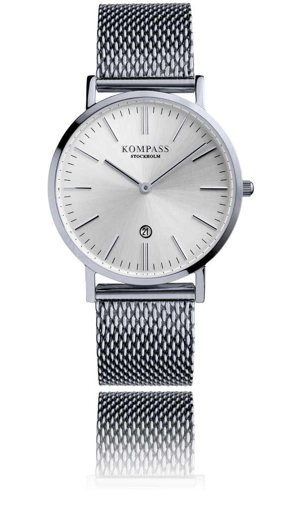 KOMPASS NAUTILUS LADIES MESH STRAP SILVER