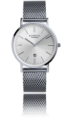 KOMPASS NAUTILUS LADIES MESH STRAP SILVER