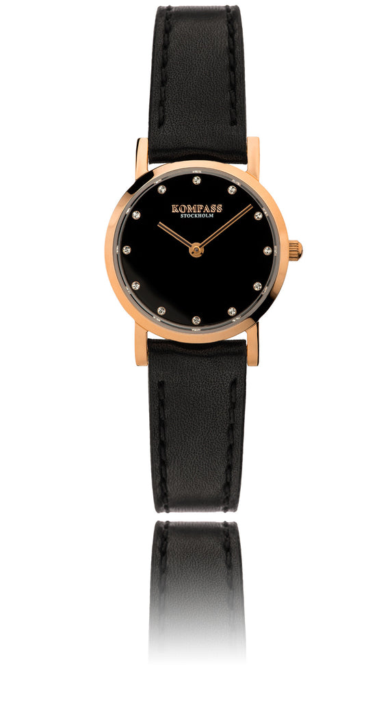 KOMPASS NAUTILUS PETITE ROSE GOLD BLACK STRAP