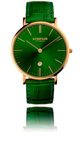 KOMPASS NAUTILUS ROSE GOLD GREEN DIAL GREEN STRAP